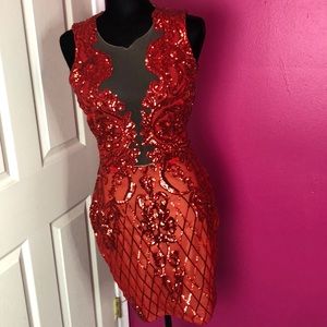 Red Sparking Birthday Dress